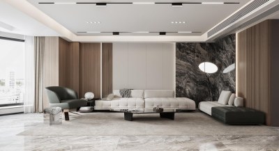 现代客厅3D模型下载